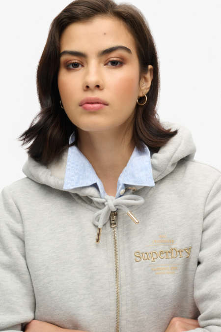 Ζακέτα Φούτερ Με Κουκούλα 'Luxe Metallic Logo' SUPERDRY