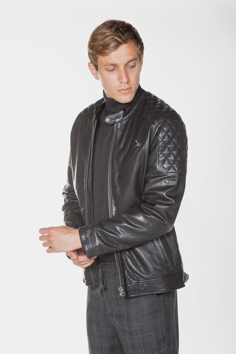 Leather jacket PEPE JEANS 'DEFOE 